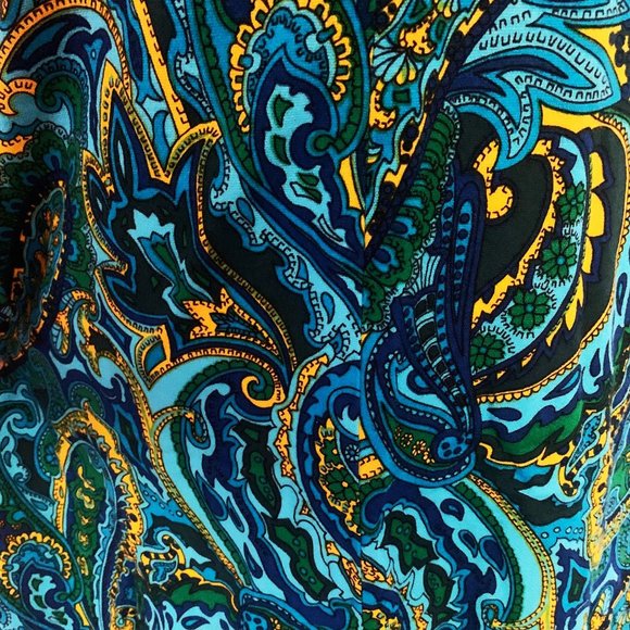 Vintage 70's Blue Paisley Maxi Dress - Picture 4 of 6